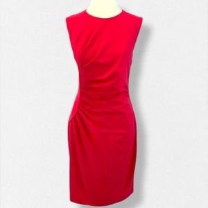 NWT Calvin Klein Coral Sunburst Design Ruched Sleeveless Mini Dress Sz 6